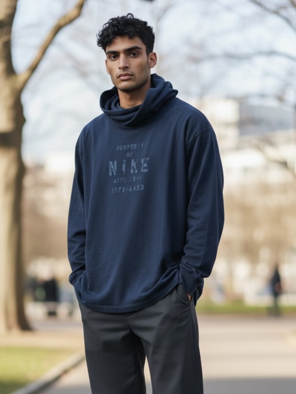 Nike Lightweight Hoodie Men’s Blue Graphic Pullover Athletic Casual